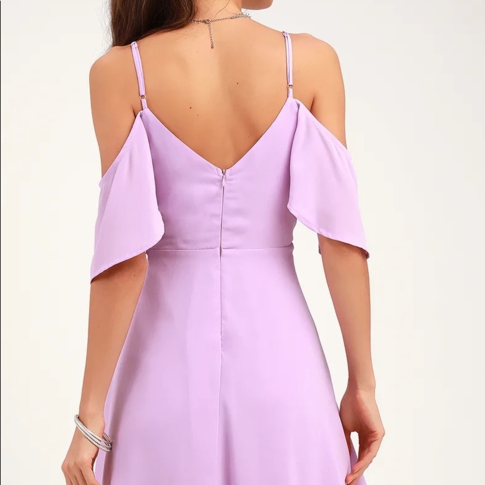 LULUS Candlelight Bistro Lavender Off-the-Shoulder Skater Dress